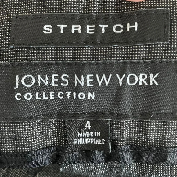 Jones NY Collection Stretch Wide Leg Mid Rise Poly Blend Pants Black Grey Sz 4 - Picture 10 of 13